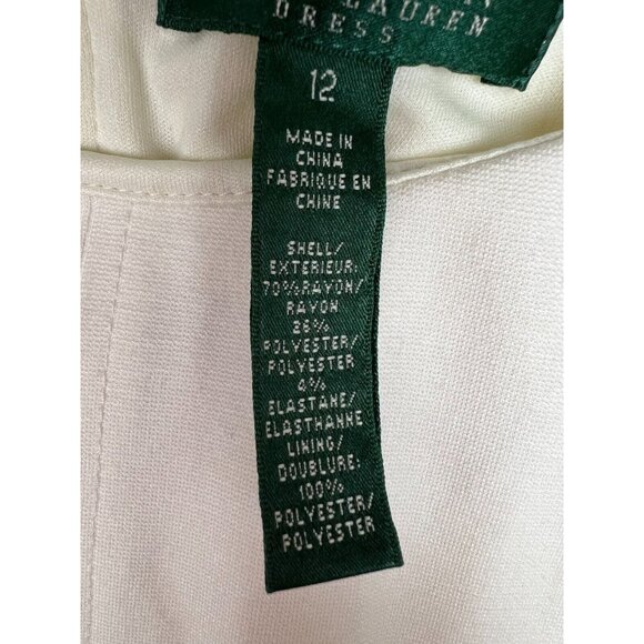 Lauren Ralph Lauren Shift Dress Women 12 Ivory Front Pockets Short Sleeve - Picture 9 of 11